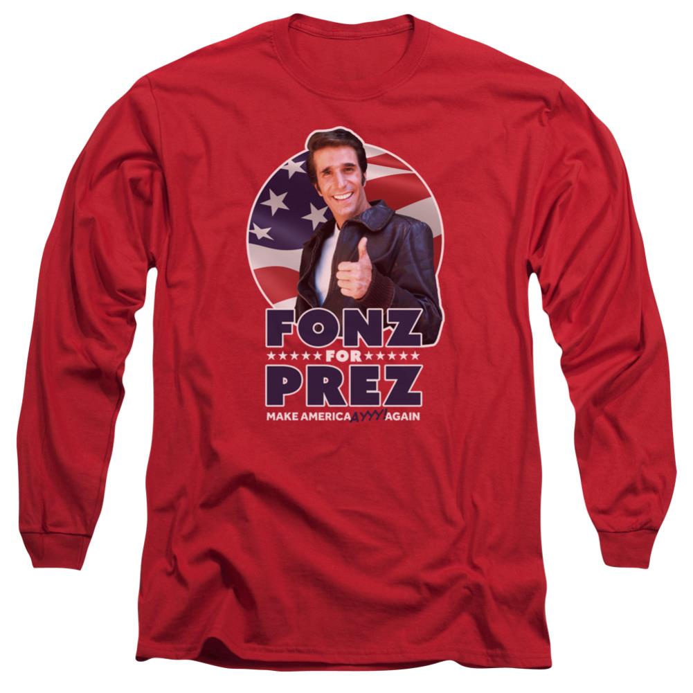 Happy Days Fonz For Prez Men's 18/1 Cotton Long-Sleeve T-Shirt