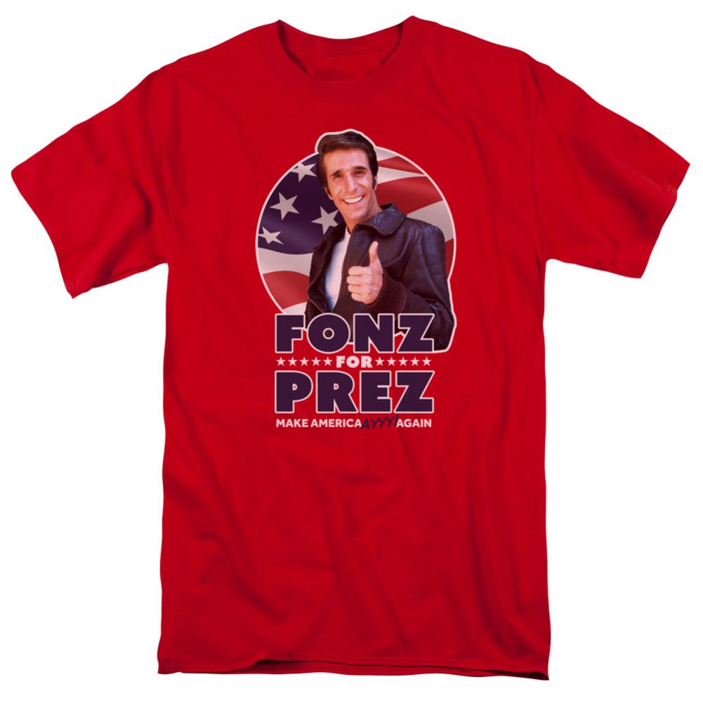 Happy Days Fonz For Prez Men's 18/1 Cotton Short-Sleeve T-Shirt