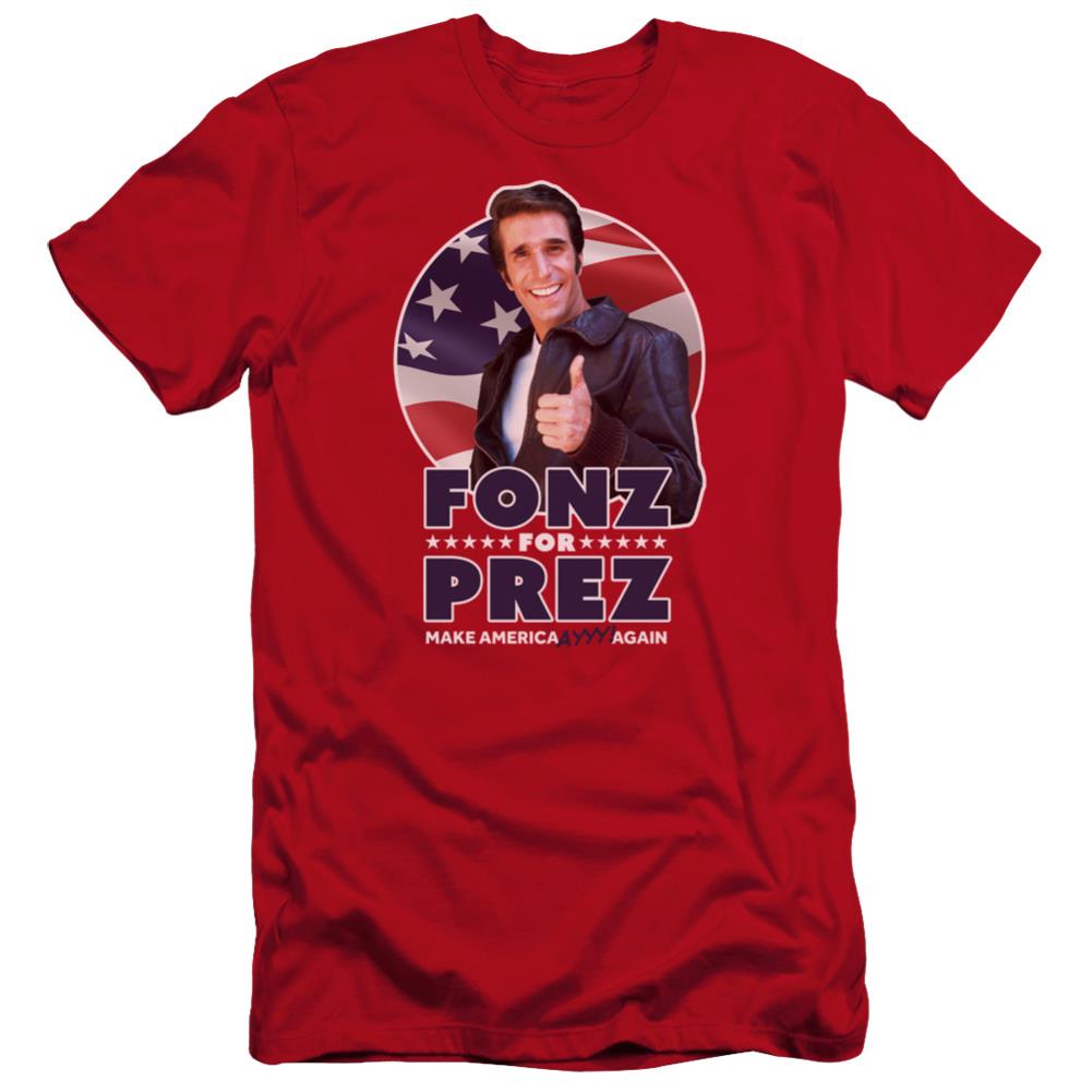 Happy Days Fonz For Prez Men's Ultra-Soft 30/1 Cotton Slim Short-Sleeve T-Shirt