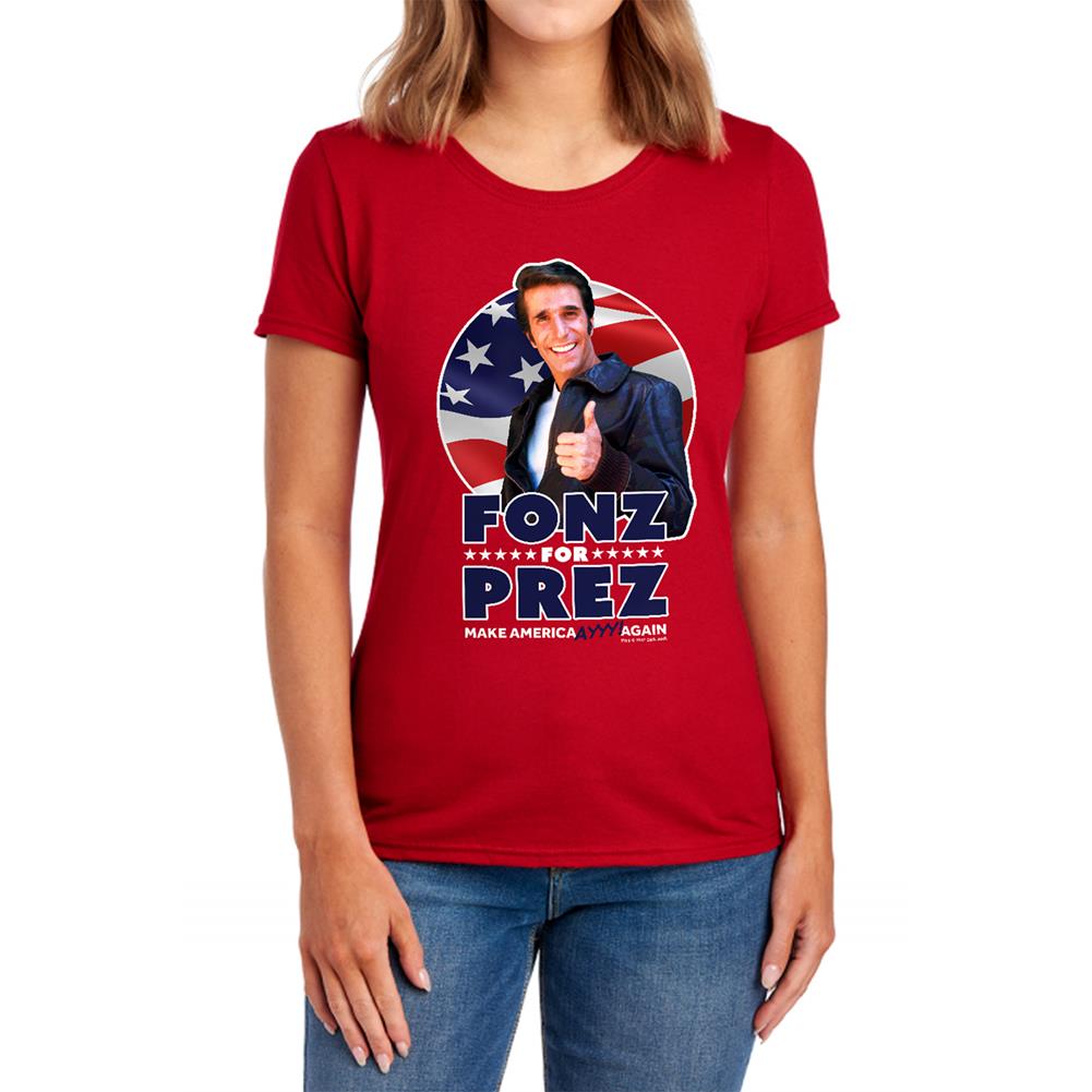 Happy Days Fonz For Prez Women's 18/1 Cotton Short-Sleeve T-Shirt