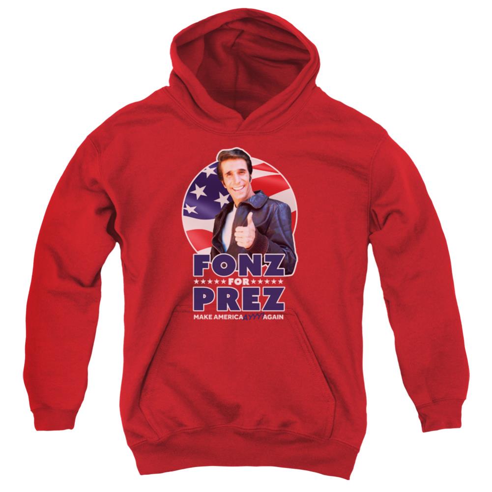 Happy Days Fonz For Prez Youth Cotton Poly Pull-Over Hoodie