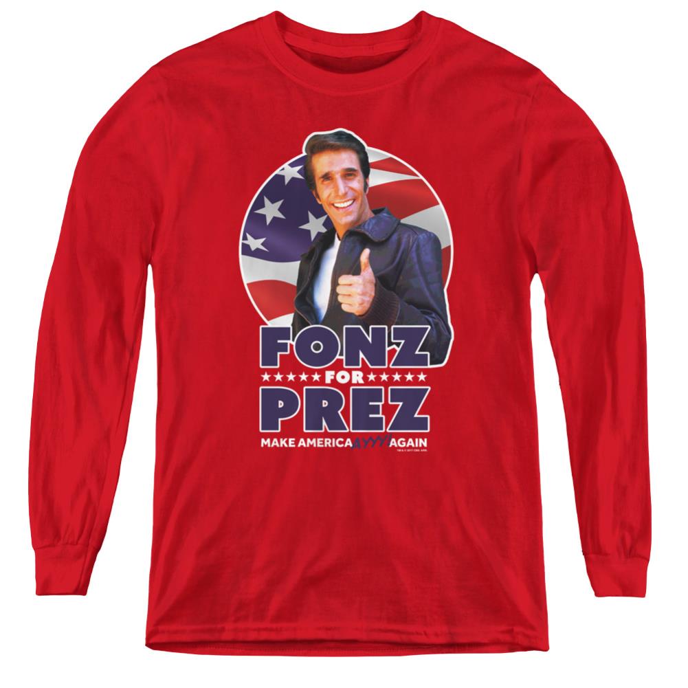 Happy Days Fonz For Prez Youth Long-Sleeve T-Shirt