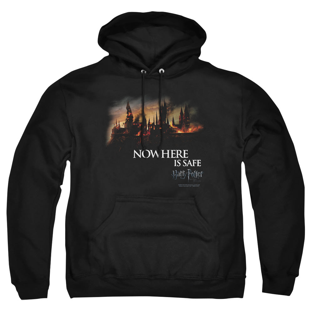Harry Potter Burning Hogwarts Men's Pull-Over 75 25 Poly Hoodie