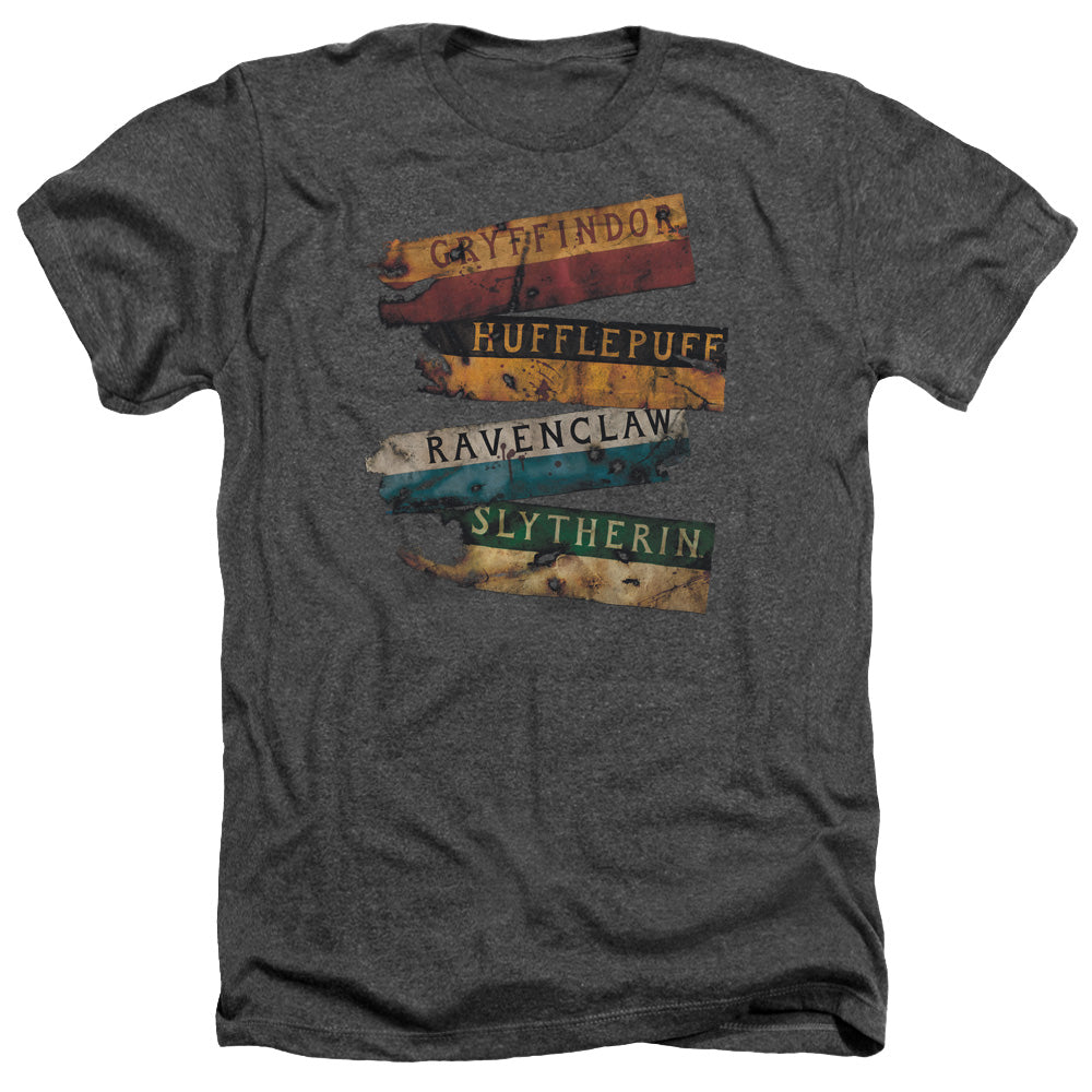 Harry Potter Burnt Banners Men's 30/1 Heather 60 40 Poly Short-Sleeve T-Shirt