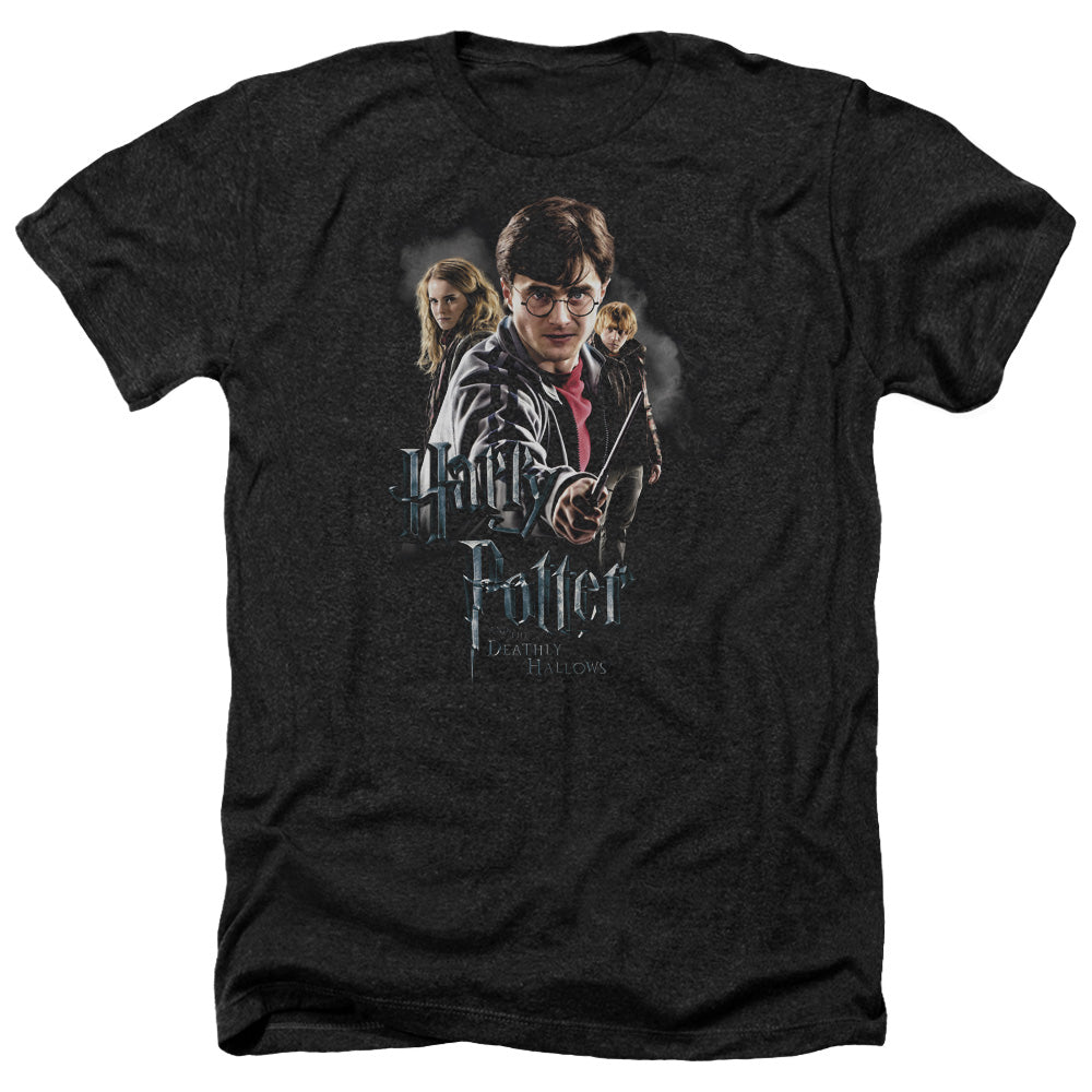 Harry Potter Deathly Hollows Cast Men's 30/1 Heather 60 40 Poly Short-Sleeve T-Shirt