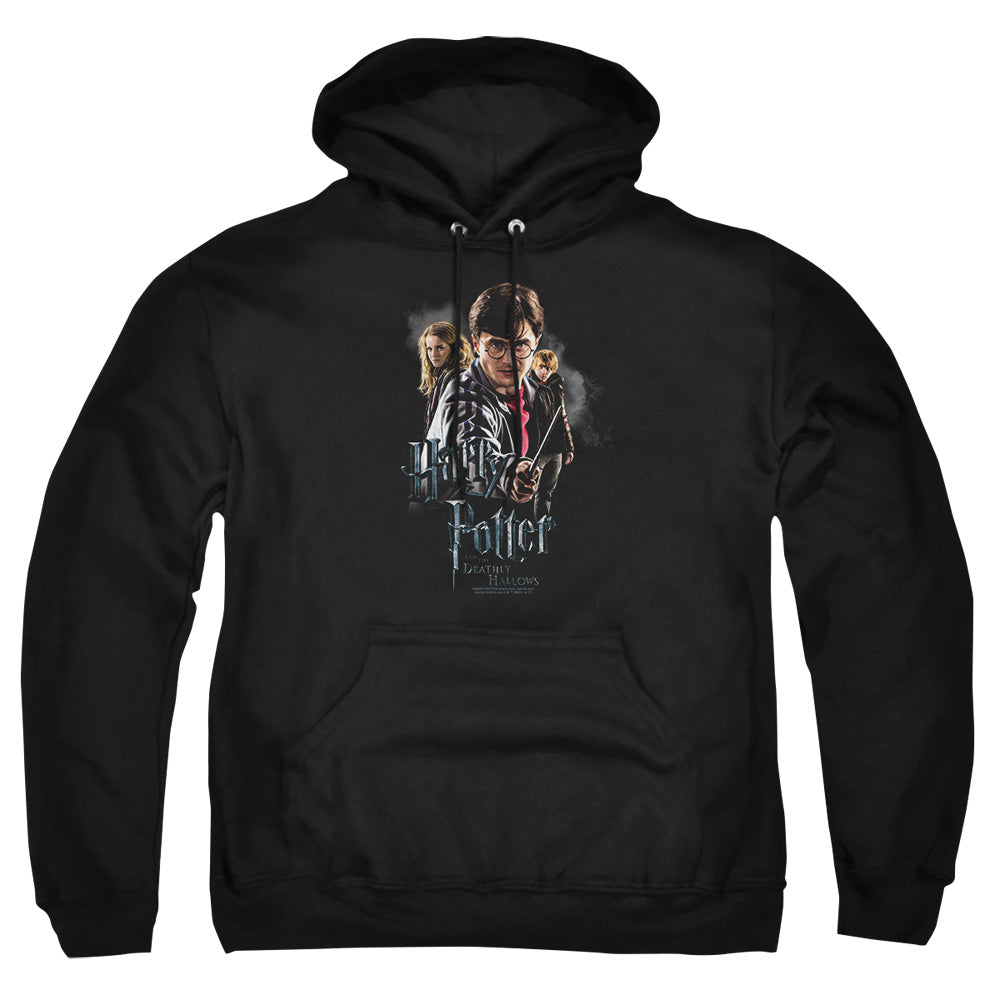 Harry Potter Deathly Hollows Cast Men's Pull-Over 75 25 Poly Hoodie