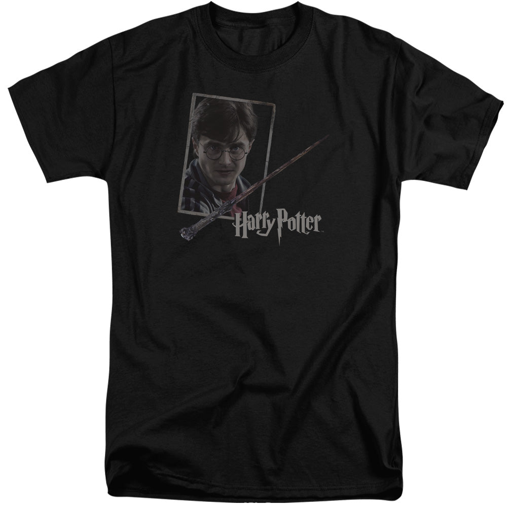 Harry Potter Harrys Wand Portrait Men's 18/1 Tall Cotton Short-Sleeve T-Shirt