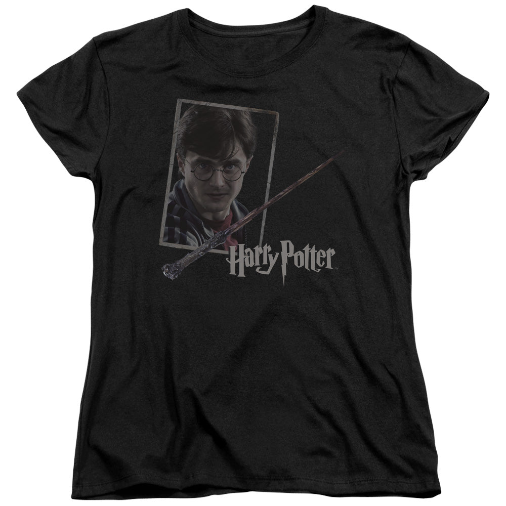 Harry Potter Harrys Wand Portrait Women's 18/1 Cotton Short-Sleeve T-Shirt