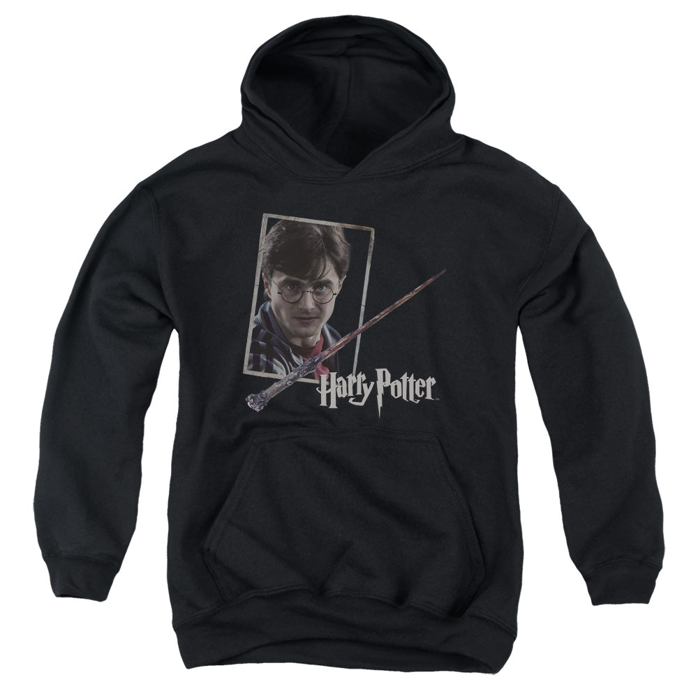 Harry Potter Harrys Wand Portrait Youth Cotton Poly Pull-Over Hoodie