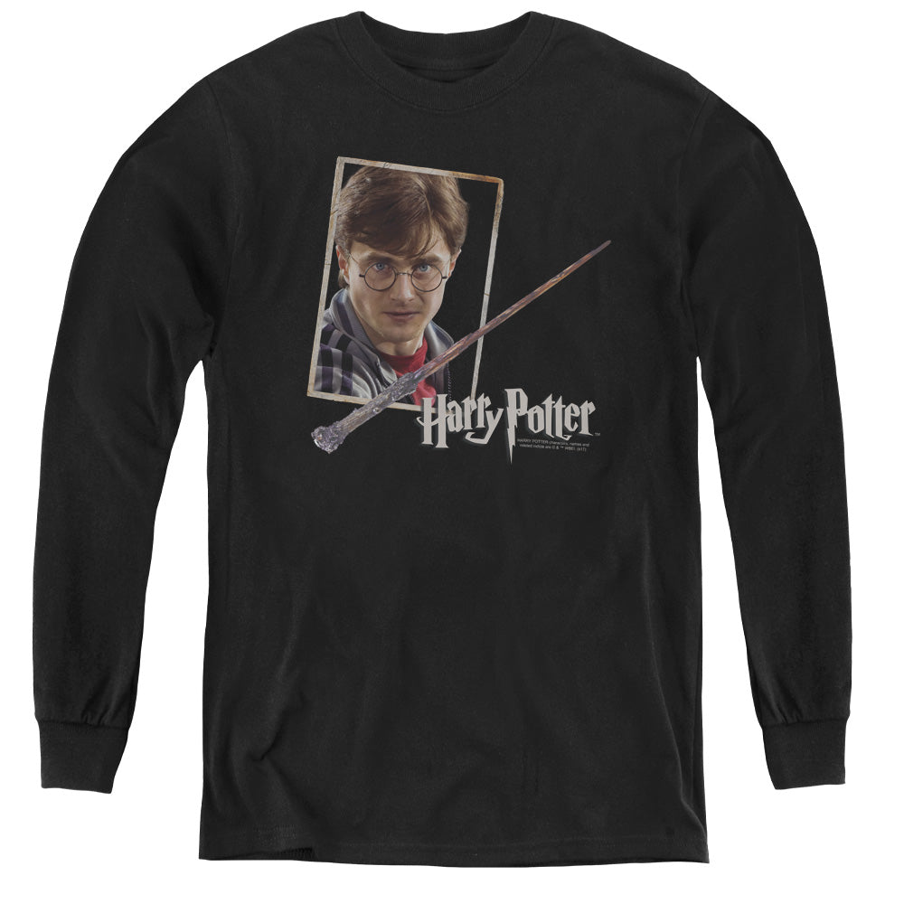 Harry Potter Harrys Wand Portrait Youth Long-Sleeve T-Shirt