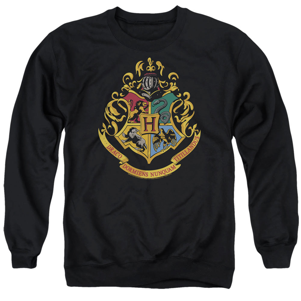 Harry Potter Hogwarts School Crest Men's Crewneck 50 50 Poly Long-Sleeve T-Shirt