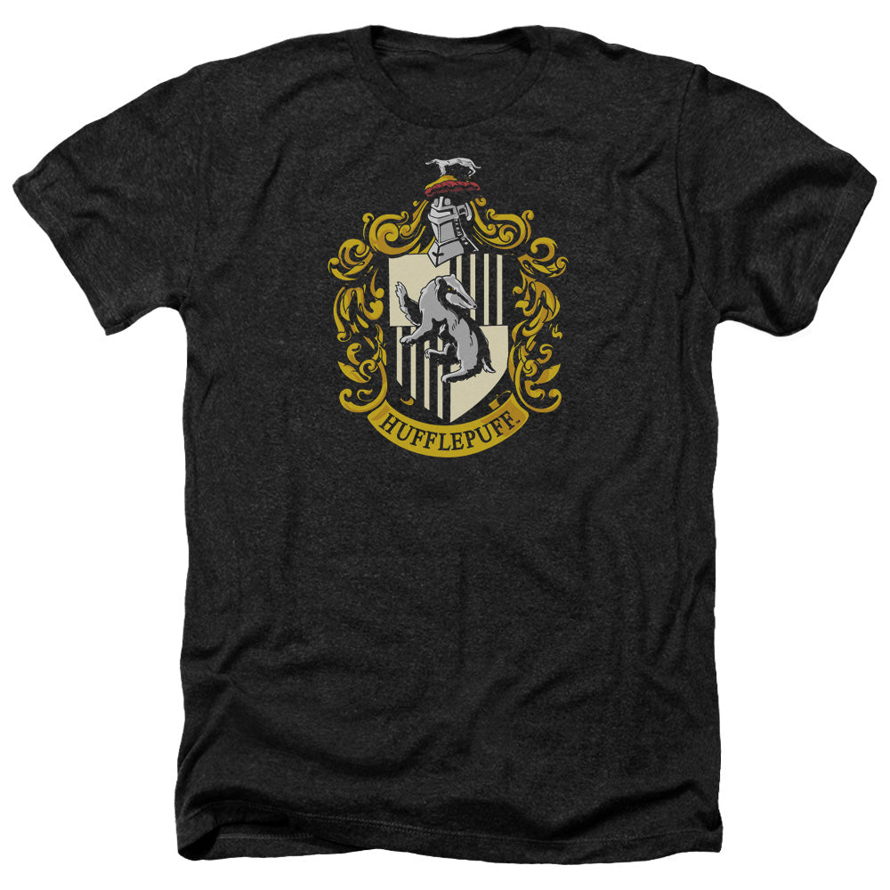 Harry Potter Hufflepuff Crest Men's 30/1 Heather 60 40 Poly Short-Sleeve T-Shirt