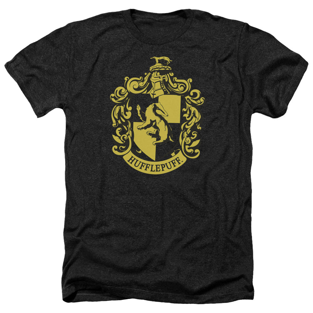 Harry Potter Hufflepuff Crest Men's 30/1 Heather 60 40 Poly Short-Sleeve T-Shirt