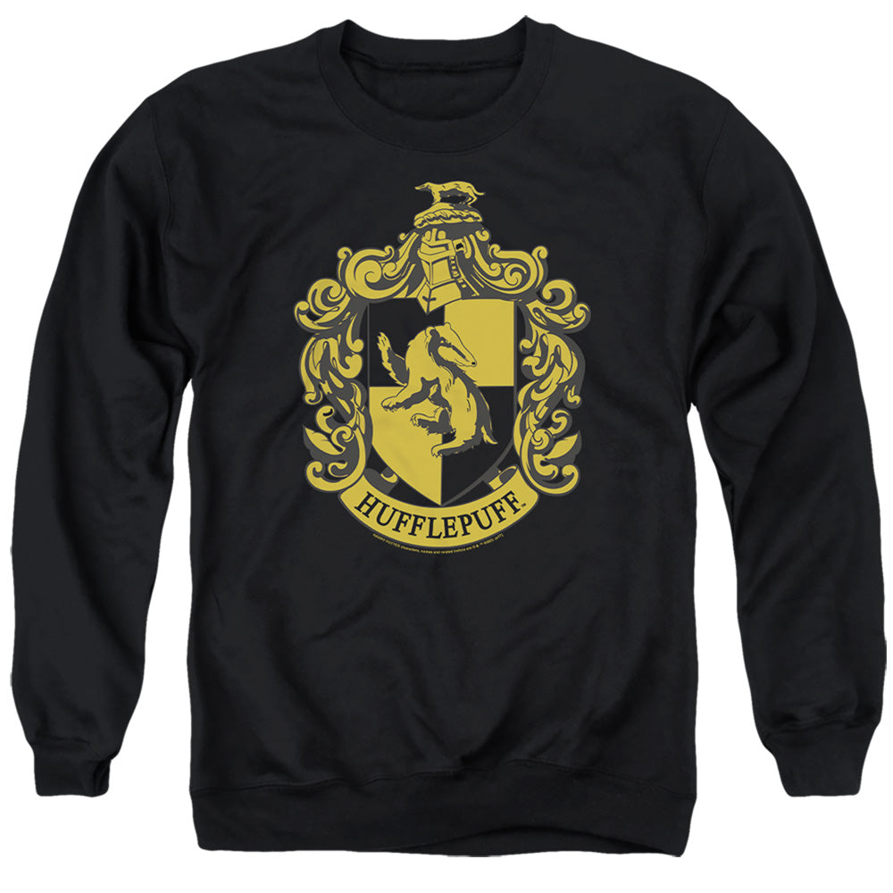 Harry Potter Hufflepuff Crest Men's Crewneck 50 50 Poly Long-Sleeve T-Shirt