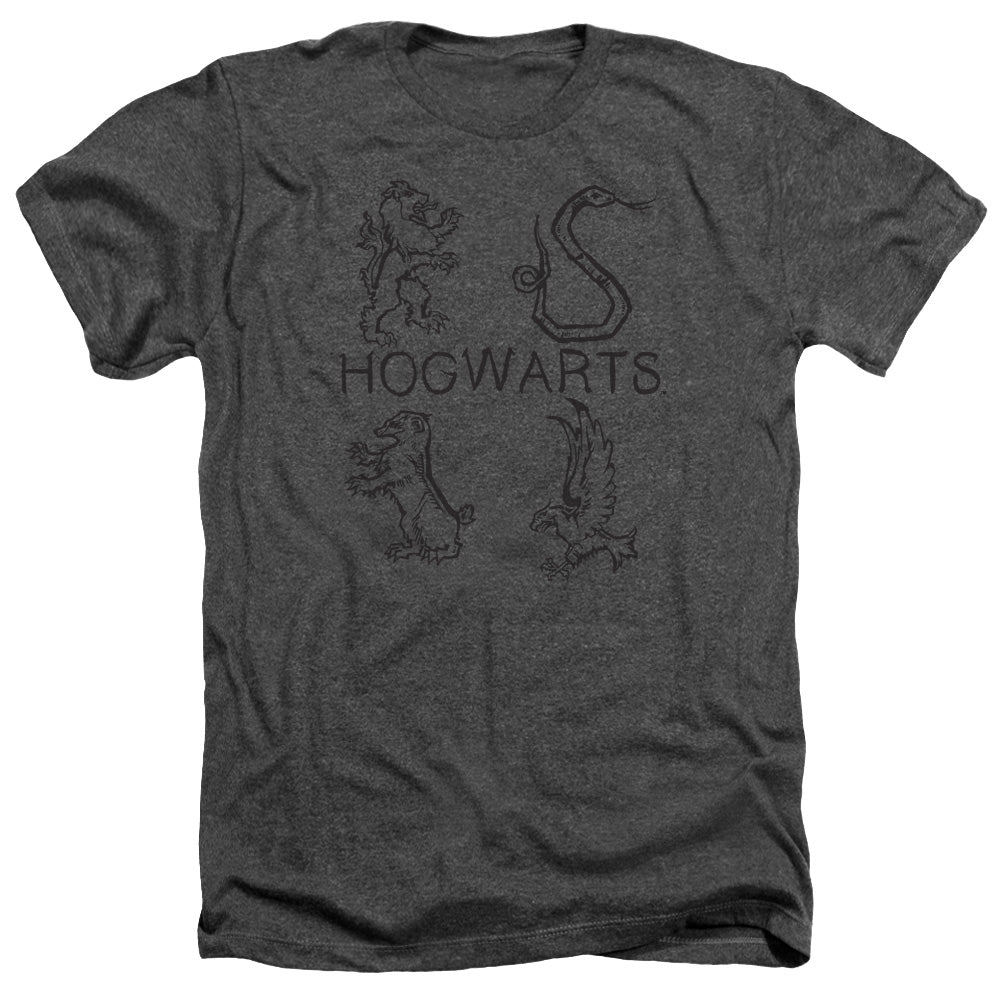 Harry Potter Literary Crests Men's 30/1 Heather 60 40 Poly Short-Sleeve T-Shirt
