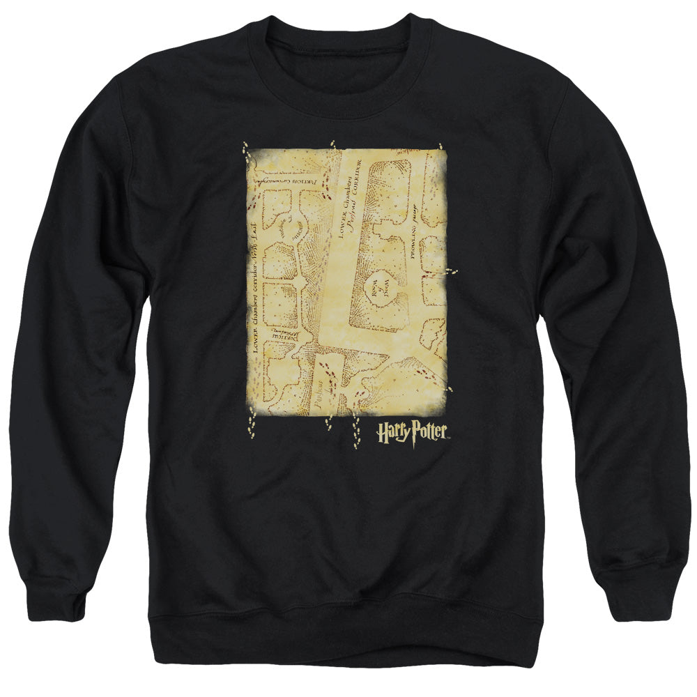 Harry Potter Marauders Map Interior Men's Crewneck 50 50 Poly Long-Sleeve T-Shirt