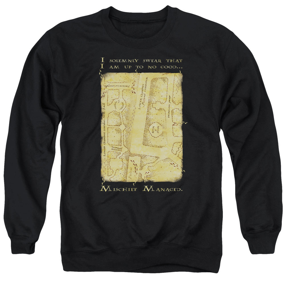 Harry Potter Marauders Map Interior Words Men's Crewneck 50 50 Poly Long-Sleeve T-Shirt