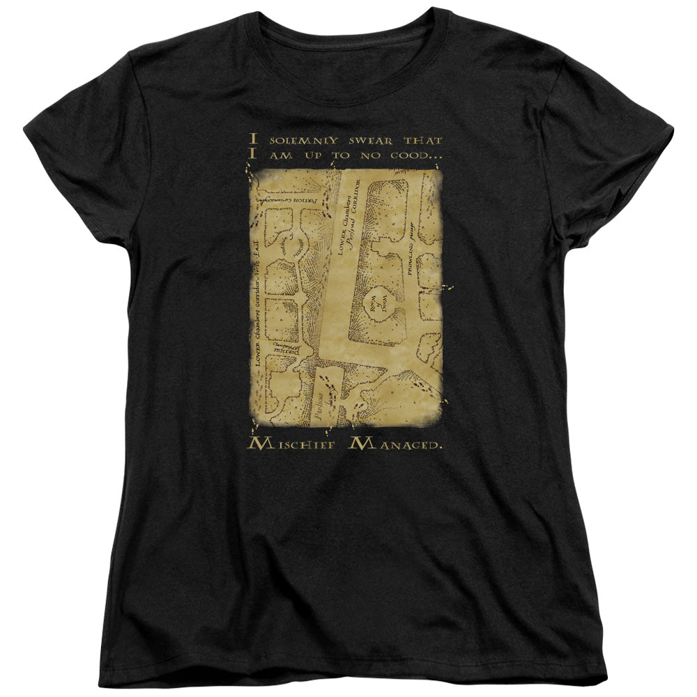 Harry Potter Marauders Map Interior Words Women's 18/1 Cotton Short-Sleeve T-Shirt