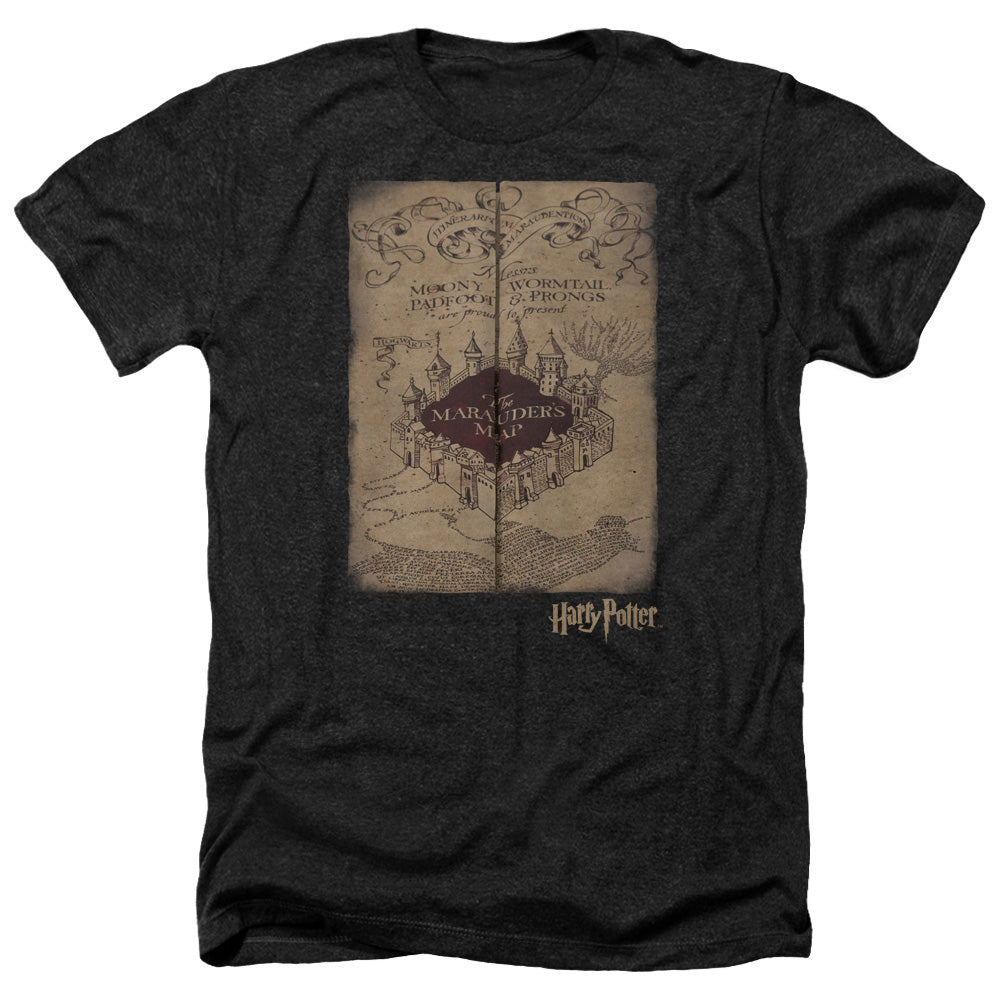Harry Potter Marauders Map Men's 30/1 Heather 60 40 Poly Short-Sleeve T-Shirt