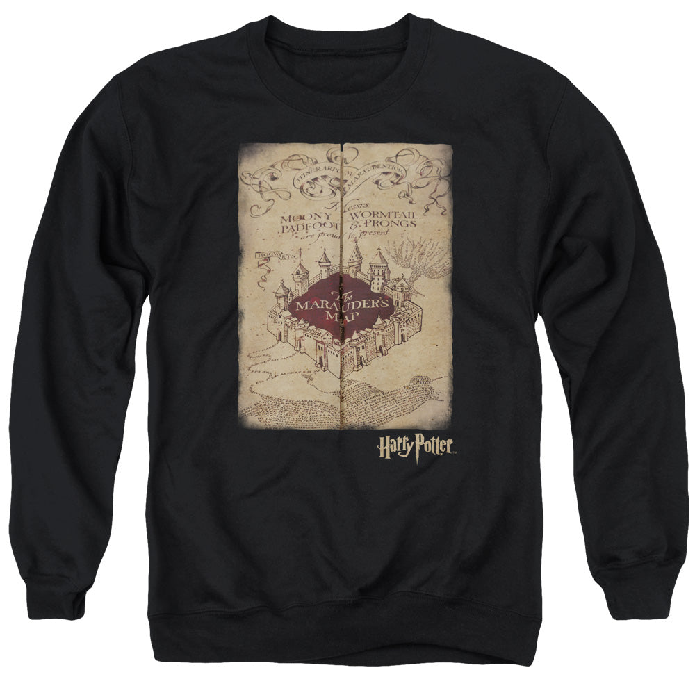 Harry Potter Marauders Map Men's Crewneck 50 50 Poly Long-Sleeve T-Shirt