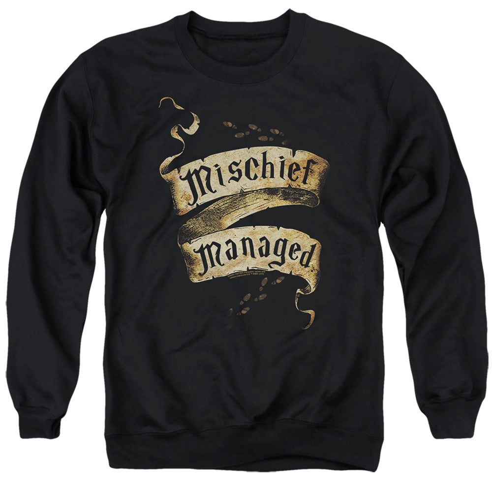 Harry Potter Mischief Managed Men's Crewneck 50 50 Poly Long-Sleeve T-Shirt