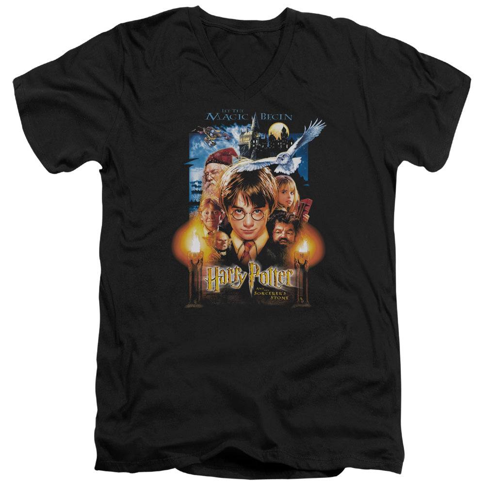 Harry Potter Movie Poster Men's 30/1 Cotton Slim V-Neck T-Shirt