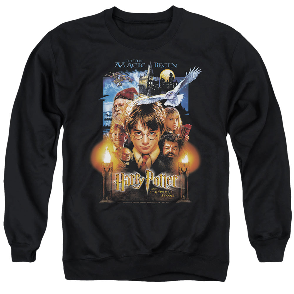 Harry Potter Movie Poster Men's Crewneck 50 50 Poly Long-Sleeve T-Shirt