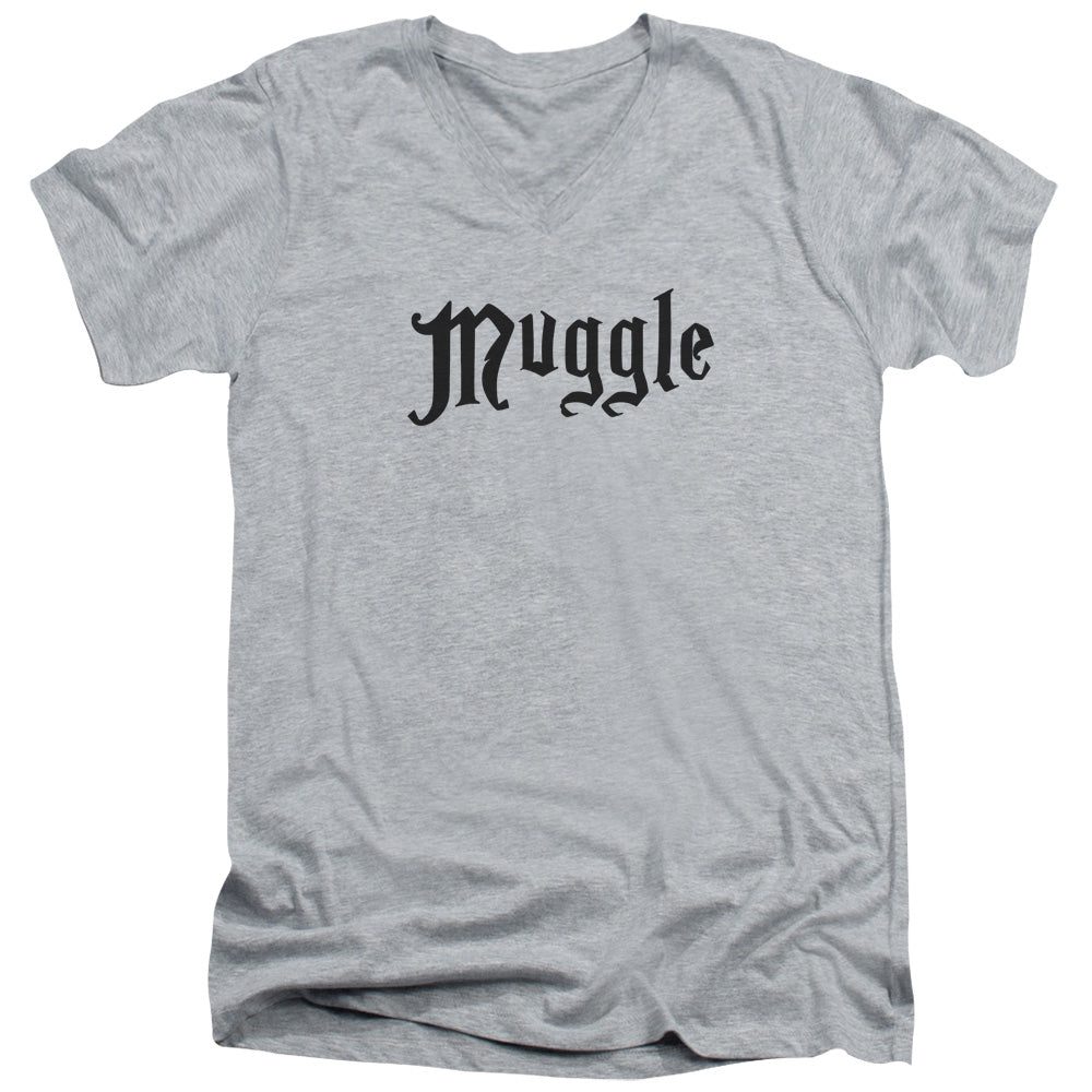 Harry Potter Muggle Men's 30/1 Cotton Slim V-Neck T-Shirt