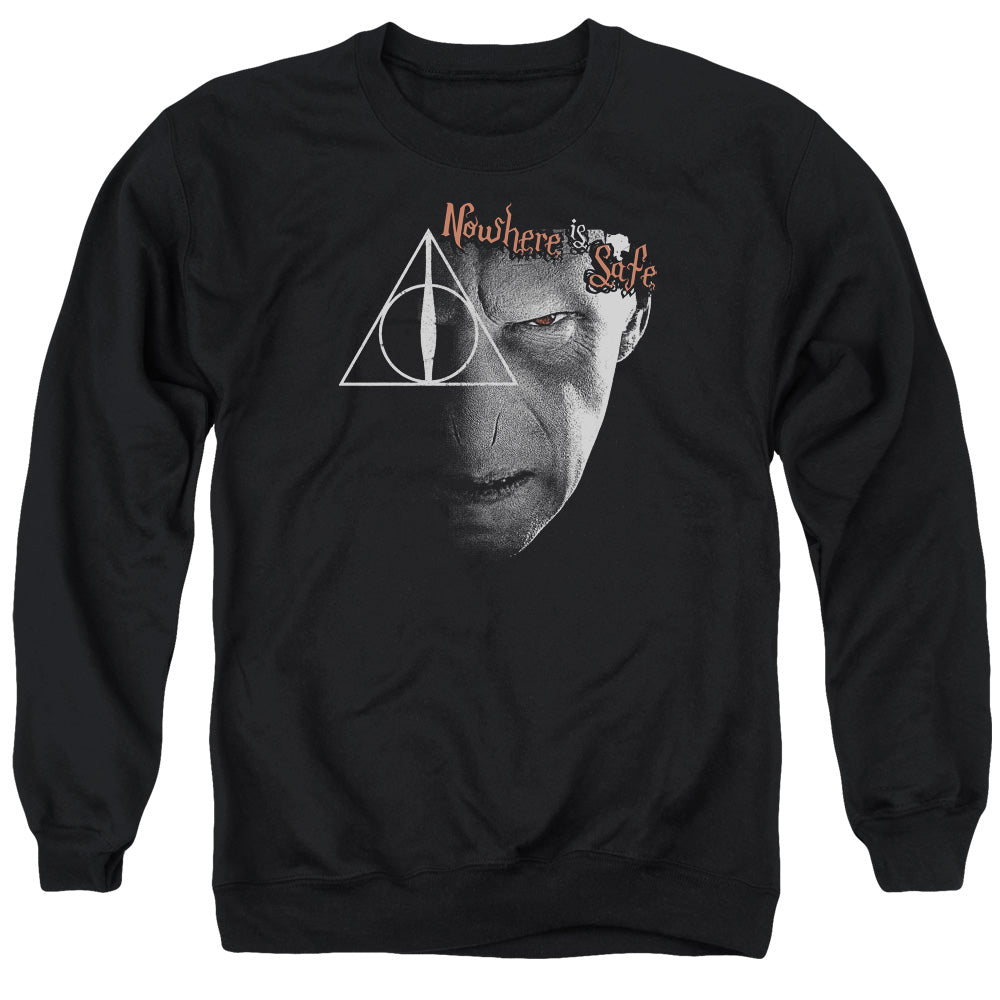 Harry Potter Nowhere Is Safe Men's Crewneck 50 50 Poly Long-Sleeve T-Shirt