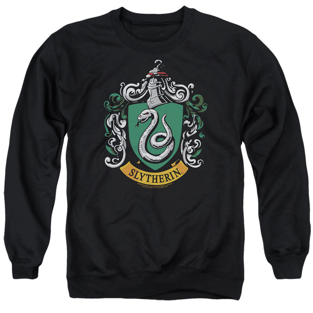 Harry Potter Slytherin Crest Men's Crewneck 50 50 Poly Long-Sleeve T-Shirt