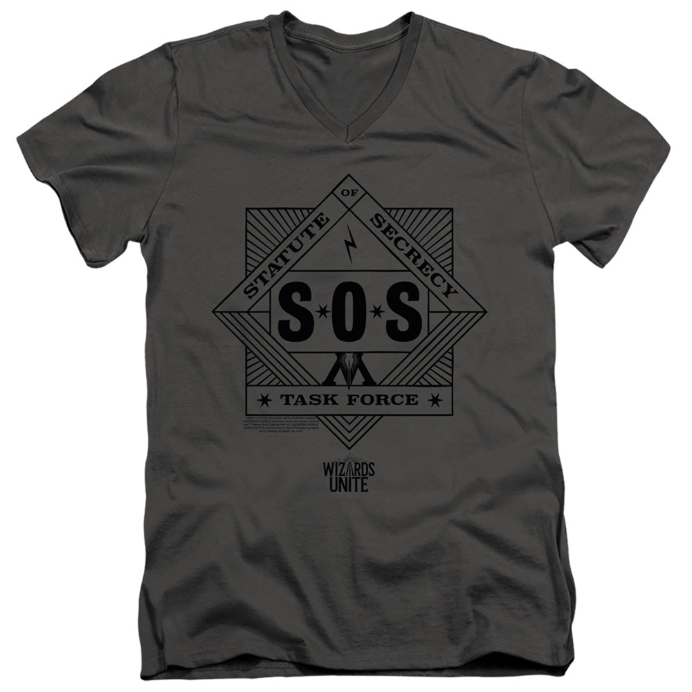 Harry Potter Sos Task Force Men's 30/1 Cotton Slim V-Neck T-Shirt