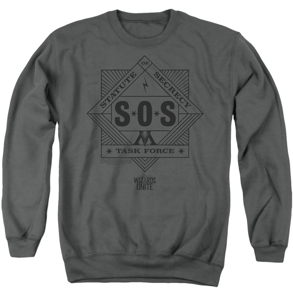 Harry Potter Sos Task Force Men's Crewneck 50 50 Poly Long-Sleeve T-Shirt