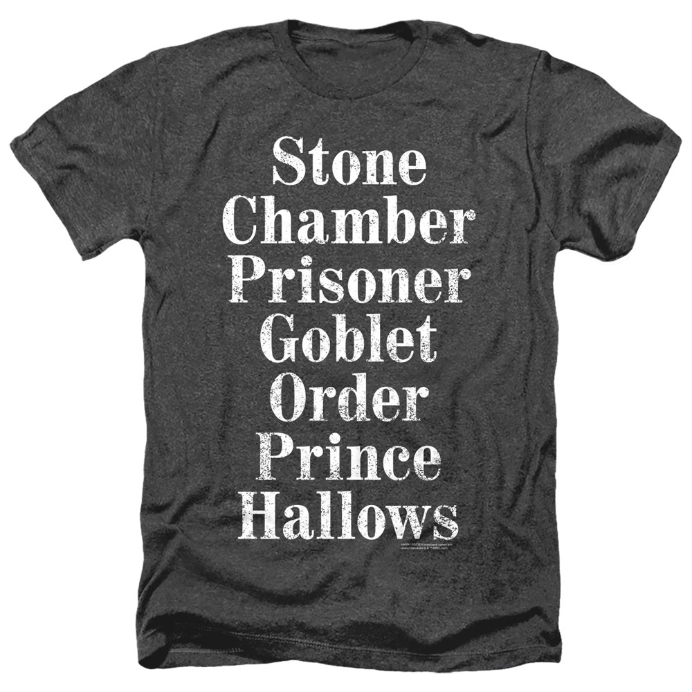 Harry Potter Titles Men's 30/1 Heather 60 40 Poly Short-Sleeve T-Shirt