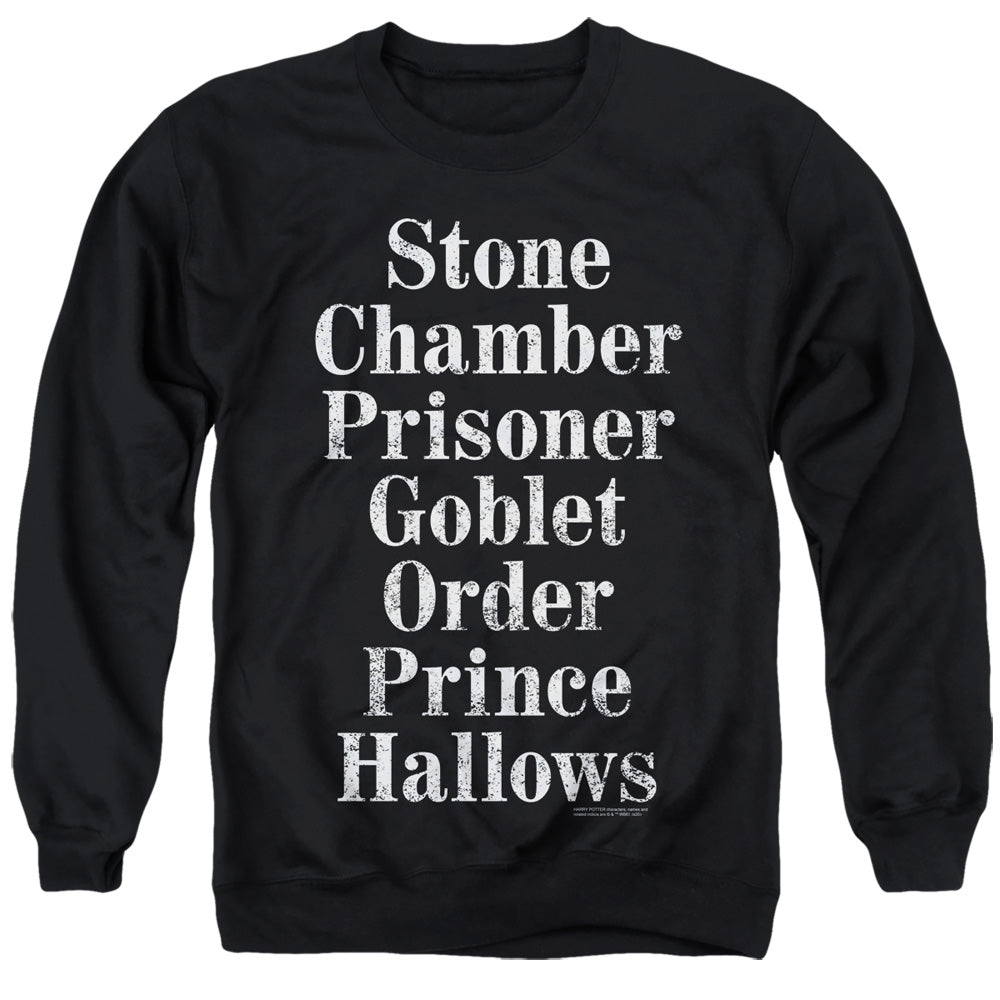Harry Potter Titles Men's Crewneck 50 50 Poly Long-Sleeve T-Shirt