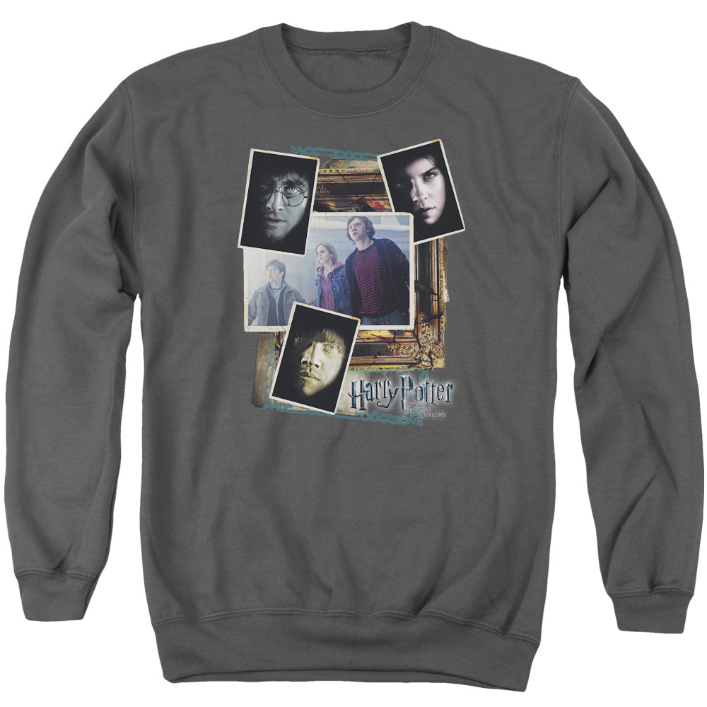 Harry Potter Trio Collage Men's Crewneck 50 50 Poly Long-Sleeve T-Shirt