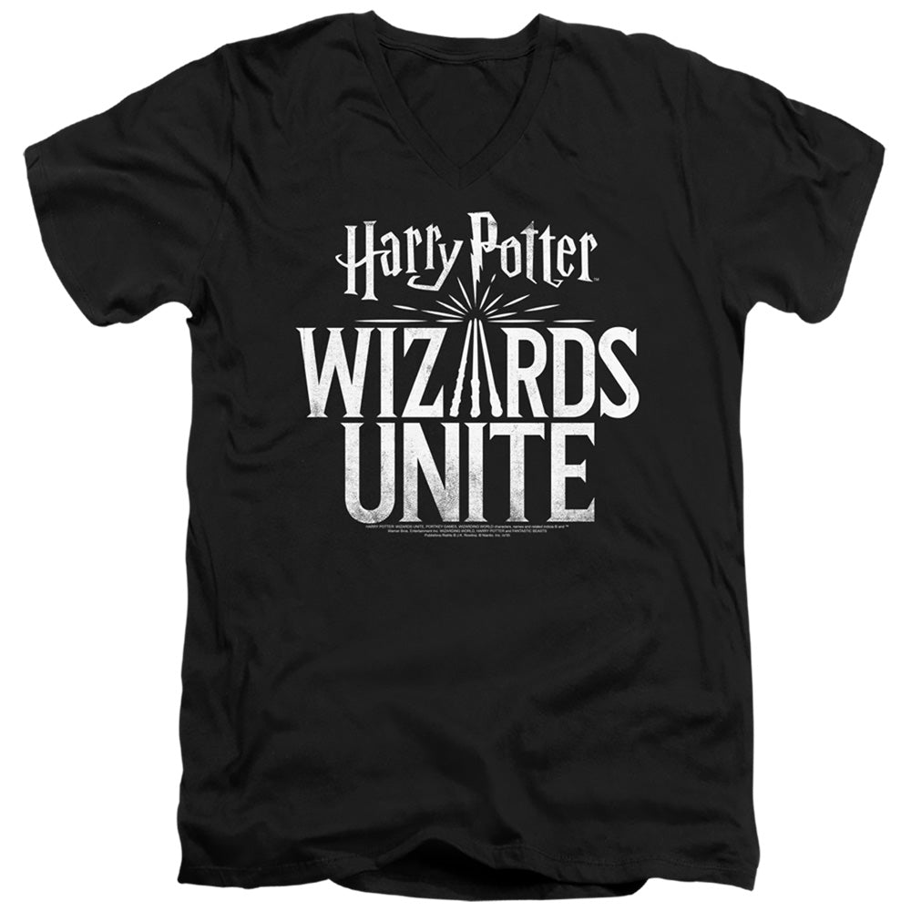 Harry Potter Wizards Unite Logo Men's 30/1 Cotton Slim V-Neck T-Shirt