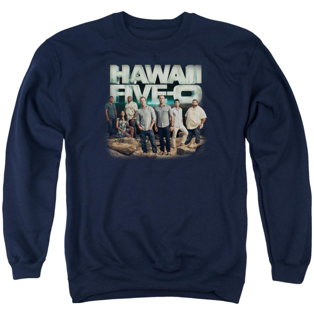 Hawaii 5 0 Cast Men's Crewneck 50 50 Poly Long-Sleeve T-Shirt