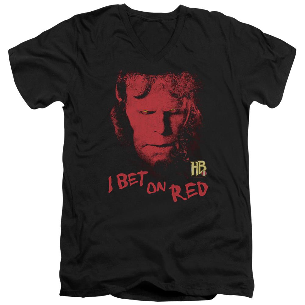 Hellboy II I Bet On Red Men's 30/1 Cotton Slim V-Neck T-Shirt