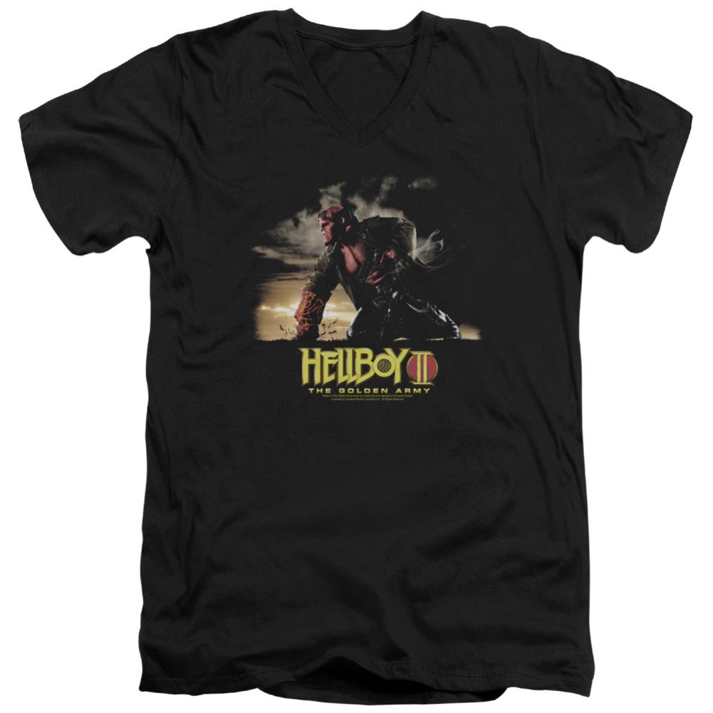 Hellboy II Poster Art Men's 30/1 Cotton Slim V-Neck T-Shirt