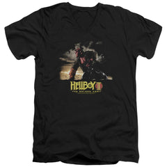 Hellboy II Poster Art Men's 30/1 Cotton Slim V-Neck T-Shirt