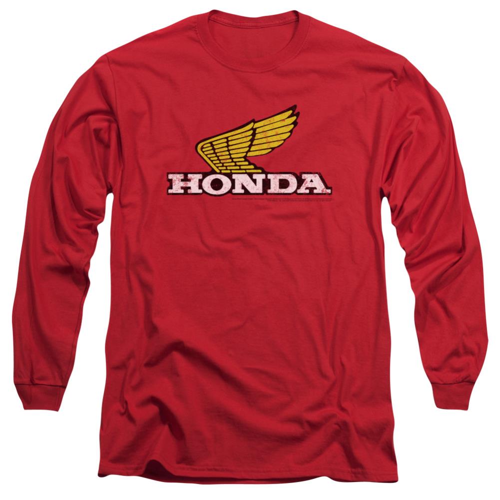 Honda Yellow Wing Logo Men's 18/1 Cotton Long-Sleeve T-Shirt