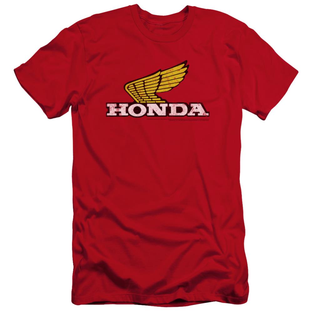 Honda Yellow Wing Logo Men's Ultra-Soft 30/1 Cotton Slim Short-Sleeve T-Shirt