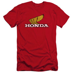 Honda Yellow Wing Logo Men's Ultra-Soft 30/1 Cotton Slim Short-Sleeve T-Shirt