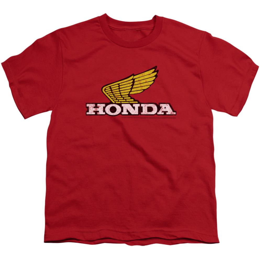 Honda Yellow Wing Logo Youth 18/1 100% Cotton Short-Sleeve T-Shirt