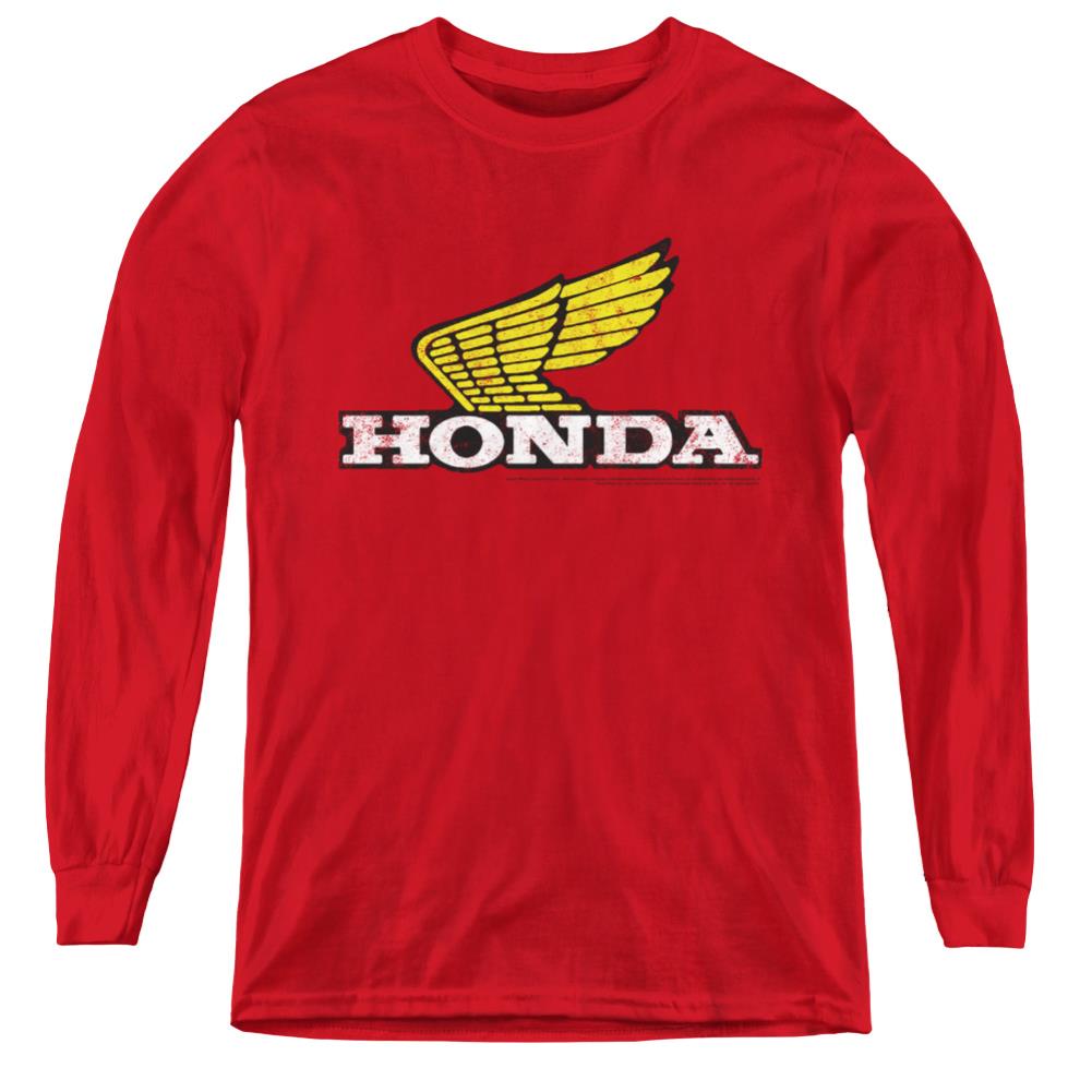 Honda Yellow Wing Logo Youth Long-Sleeve T-Shirt