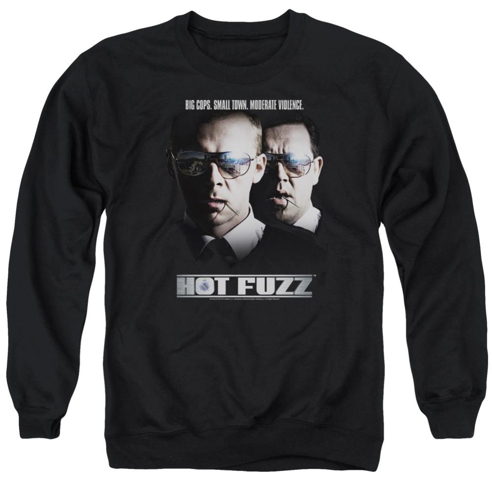 Hot Fuzz Big Cops Men's Crewneck 50 50 Poly Long-Sleeve T-Shirt