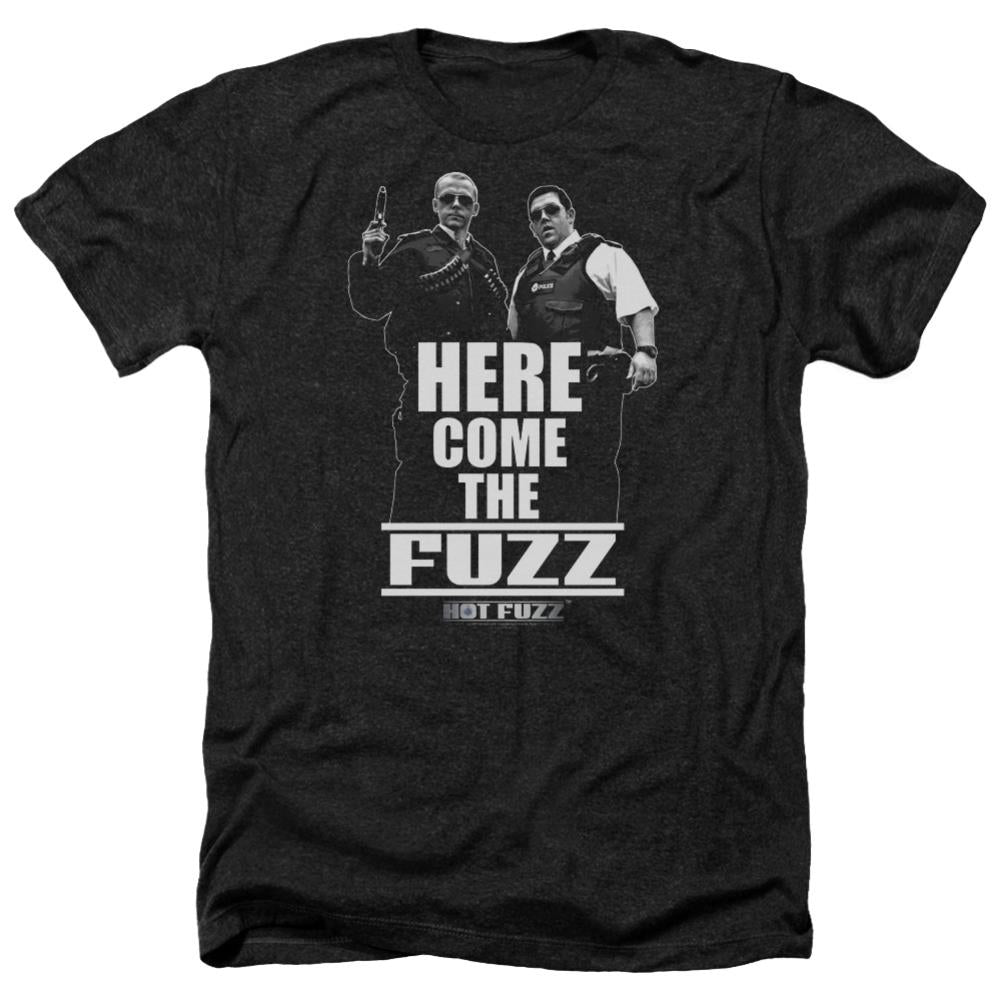 Hot Fuzz Here Come The Fuzz Men's 30/1 Heather 60 40 Poly Short-Sleeve T-Shirt