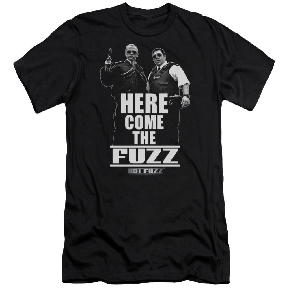Hot Fuzz Here Come The Fuzz Men's Ultra-Soft 30/1 Cotton Slim Short-Sleeve T-Shirt