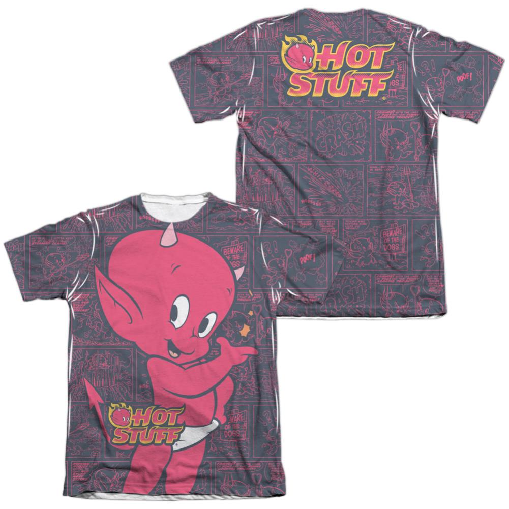 Hot Stuff Comic Panels (Front/Back Print) Men's Regular Fit Poly Cotton Short-Sleeve T-Shirt