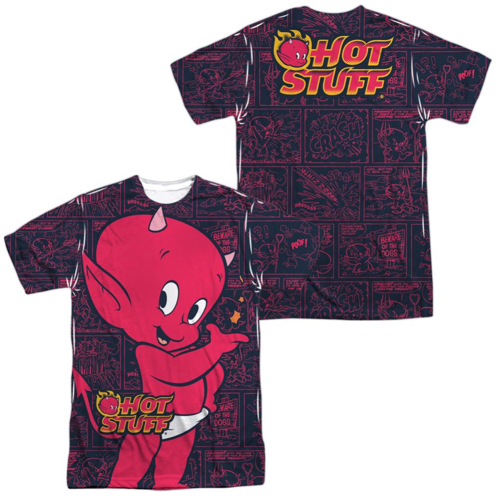 Hot Stuff Comic Panels (Front/Back Print) Men's Regular Fit Polyester Short-Sleeve T-Shirt